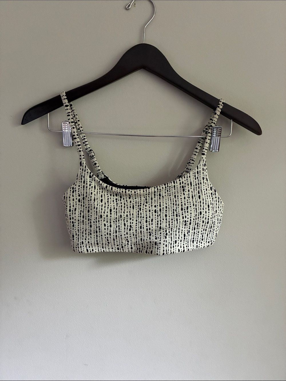 Athleta Black and White Printed Bikini Top and Bottoms.